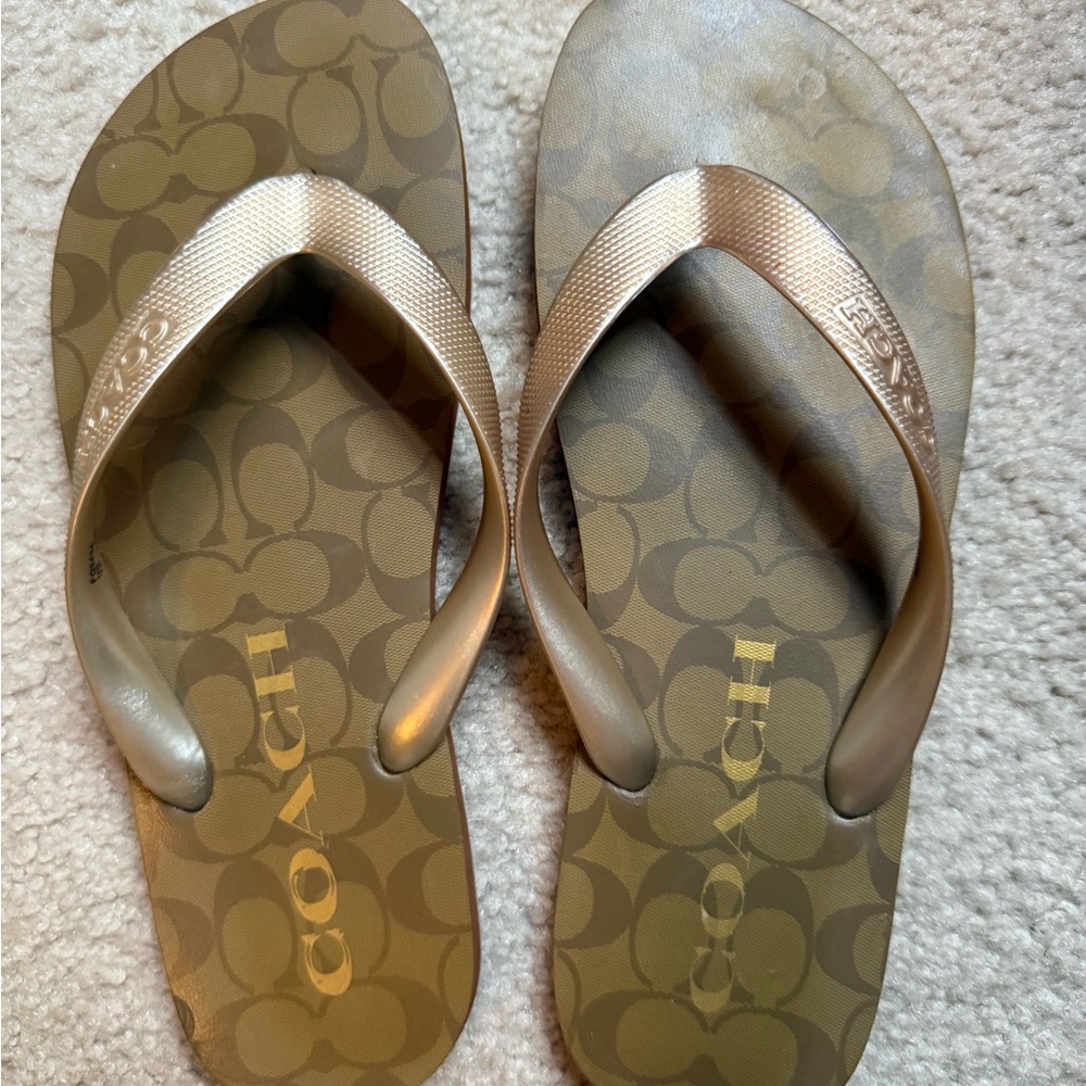Coach Women's Brown Sandals Flip Flops Size 7-8 Great Condition!